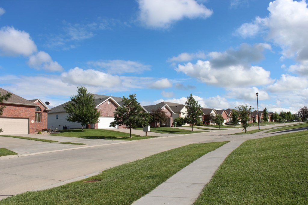 View of townhomes from sidewalk